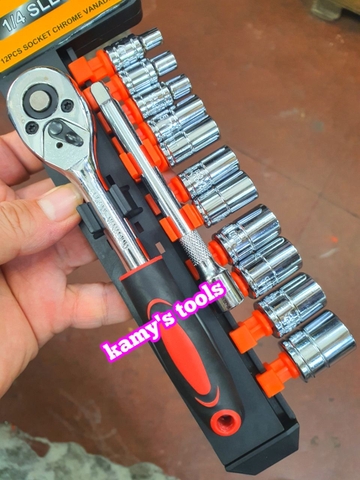 Bộ khẩu tuýp 1/4 inch cần tự động có khúc nối 13 chi tiết 4mm-14mm TIFONE