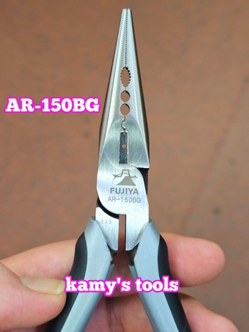 Kìm nhọn lệch tâm Fujiya cán đen xám AR-150BG cao cấp, kìm mỏ nhọn