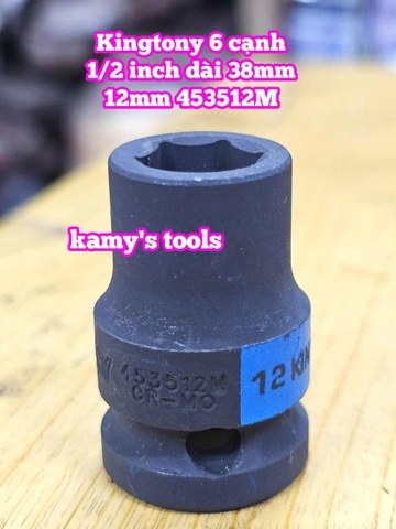 Đầu tuýp đen 1/2 inch Kingtony 6 cạnh 8mm 9mm 10mm 11mm 12mm 13mm 453508M 453509M 453510M 453511M 453512M 453513M