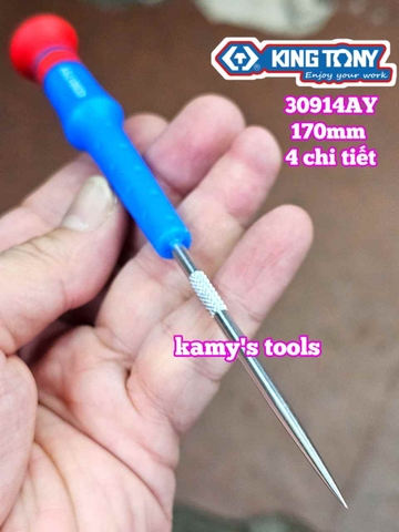 Bộ dụng cụ tua vít tháo móc phốt chặn 4 chi tiết dài 170mm Kingtony 30914AY