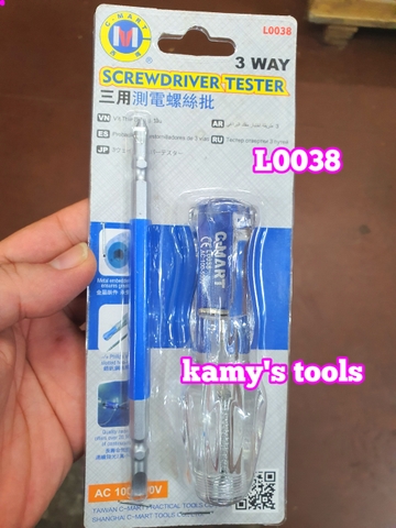 Bút thử điện 2 đầu dài 205mm 100-500v C-mart model L0038 cán trong