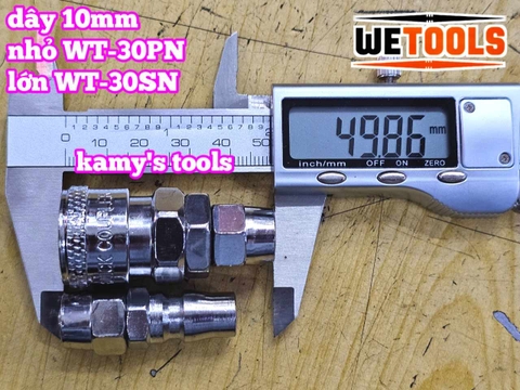 Bộ nối nhanh hơi khí nén dùng cho dây hơi 10mm 30SN 30PN Wetools WT-30SN WT-30PN