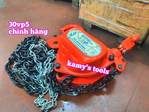 Pa lăng xích kéo tay Nitto 3 tấn 3m (3 mét) 5m (5 mét) model 30VP5 loại CB-II xích đóng logo G80 chính hãng cao cấp