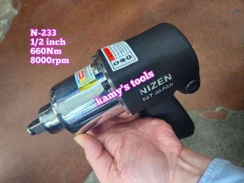Máy vặn ốc siết tháo mở bulong hơi khí nén Nizen 1/2 inch N233 N-233 loại 2 búa 660Nm