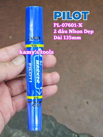 Bút lông dầu Pilot Bi Marker 2 đầu dẹp và nhọn dài 135mm Pilot-07601