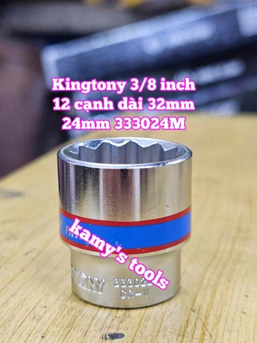 Đầu tuýp trắng 12 cạnh 3/8 inch dài 27mm Kingtony 21mm 22mm 23mm 24mm 333021M 333022M 333024M 333024M
