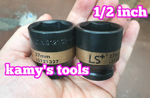 Đầu tuýp đen ngắn 1/2 inch 8-32mm lục giác hiệu LS