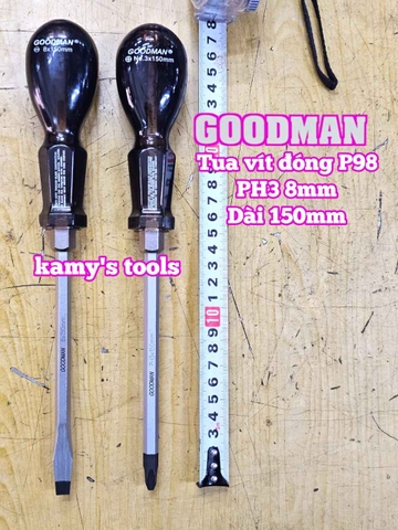 Tua vít đóng Goodman bake PH3 dẹp 8mm dài 150mm P98+8x150 P98-8x150