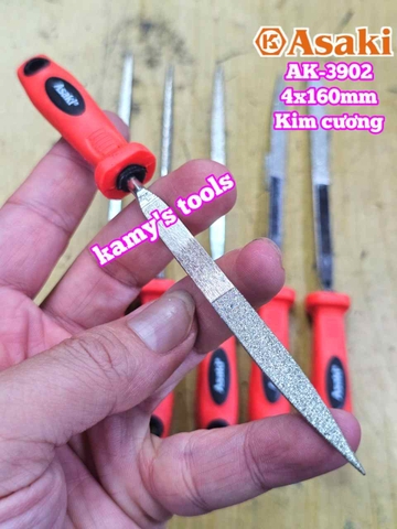 Bộ dũa giũa kim cương mini 6 cây Asaki AK-3902 cỡ 4mm 4x160mm