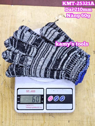 Bao tay găng tay sợi len muối tiêu loại dày dài 210mm nặng 60g kamytools KMT-25321A