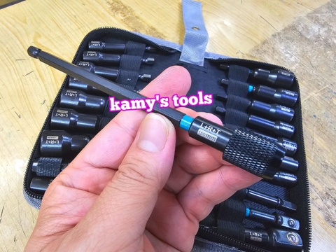 Bộ 21 chi tiết đầu chụp khẩu tuýp bắn bulong đuôi 1/4 inch có nam châm hệ mét và hệ inch thép đen cao cấp L+R+T (LRT)