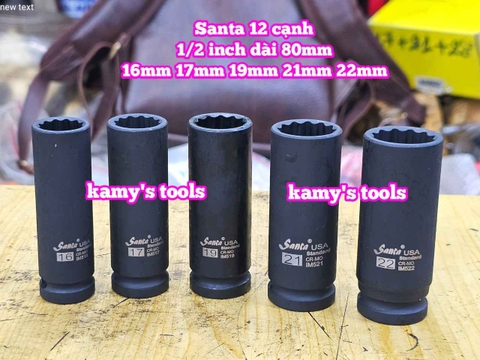 Tuýp 1/2 inch đen dài BÔNG 12 cạnh dài 80mm Santa 16mm 17mm 19mm 21mm 22mm IM516 IM517 IM519 IM521 IM522