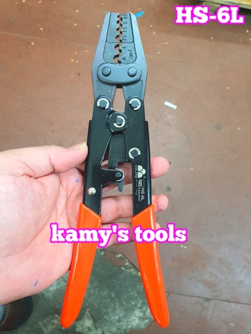 Kìm bấm cos nối, cos trần, cos pin tròn, cos chẻ HS-6L Fasen 0.5-6mm2 chính hãng