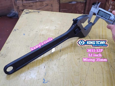 Mỏ lết miệng đen Kingtony 12 inch 300mm 3611-12P miệng mở 0-35mm