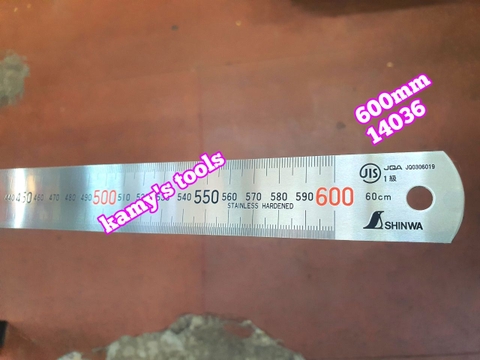 Thước lá Shinwa inox 0-600mm model 14036, thước lá 60cm