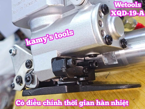 Máy đóng đai siết đai nhựa dùng hơi khí nén PP PET 13-19mm Wetools XQD-19-A có bộ chỉnh thời gian hàn nhiệt cao cấp