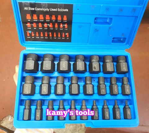 Bộ tuýp khẩu tháo mở lấy ốc hỏng trờn ren ốc vít gãy 25 chi tiết kamytools