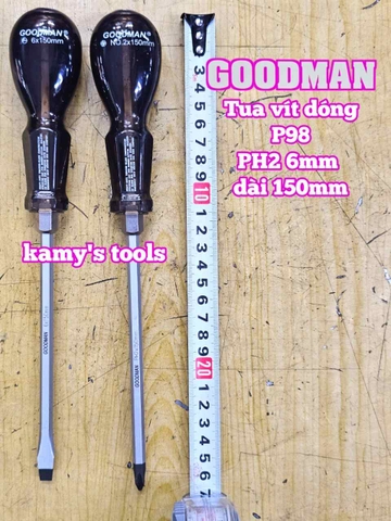 Tua vít đóng Goodman bake PH2 dẹp 6mm dài 150mm P98+6x150 P98-6x150