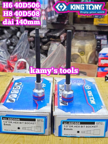 Tuýp lú đầu lục giác 1/2 inch dài 140mm Kingtony 6mm 8mm 40D506 40D508