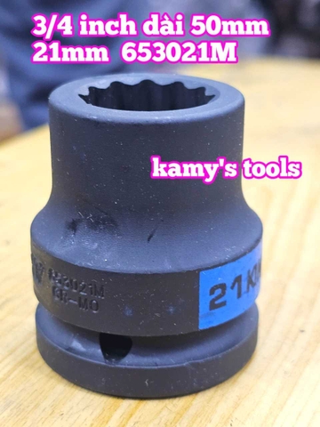 Đầu tuýp 3/4 inch bông 12 cạnh đen ngắn 50mm Kingtony 17mm 19mm 21mm 22mm 653017M 653019M 653021M 653022M