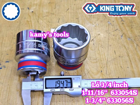 Tuýp 3/4 inch hệ inch 12 cạnh Kingtony 1-11/16 inch 1-3/4 inch 633054S 633056S