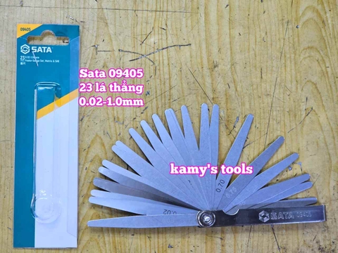 Thước căn lá dưỡng đo độ dày đo khe hở căn chỉnh cò xupap Sata 23 lá loại thẳng 09405 cỡ 0.02-1.0mm