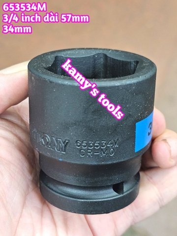 Tuýp 3/4 inch đen ngắn lục giác kingtony dài 57mm 32mm 33mm 34mm 35mm 36mm 653532M 653533M 653534M 653535M 653536M