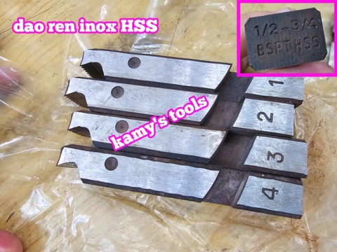 Dao tiện ren ống inox HSS Long Shun 1/2-3/4, 1-2, 2 1/2-3, 2 1/2-4 inch