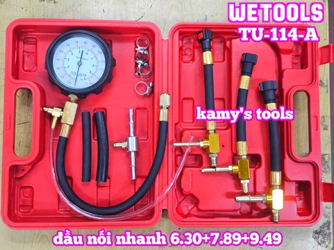 Bộ đồng hồ đo áp suất hệ thống phun nhiên liệu động cơ bơm xăng TU-114-A với đầu nối nhanh 6.30+7.89+9.49 Wetools