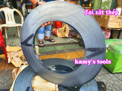 Cuộn đai sắt thép đóng đai kiện hàng 16mm 19mm 32mm một bành 50kg kamytools