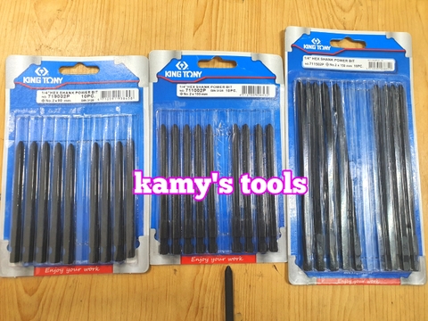 Mũi vít 4 cạnh bake 6mm chuôi lục giác dài 90mm 100mm 150mm Kingtony 719002P 711002P 711502P ( bán lẻ từng cái)