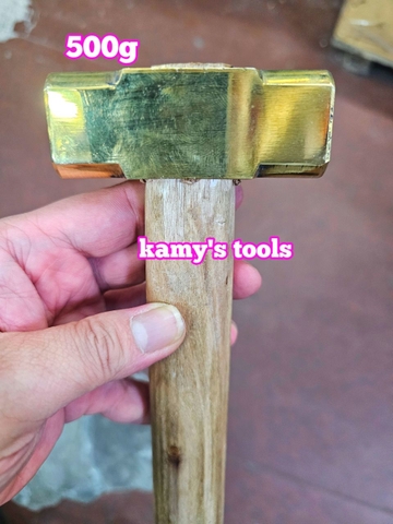 500g 0.5kg Búa đồng thau đầu vuông cán gỗ kamytools