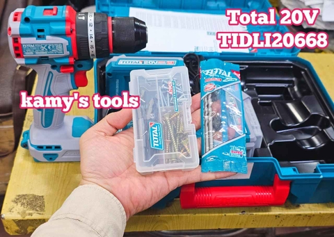 Máy khoan búa vặn vít dùng pin 20V Total TIDLI20668 kèm 2 pin 1 sạc
