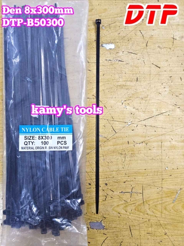 Dây rút dây thít nhựa màu đen trắng 8x300mm DTP-B50300 DTP-W50300 (1 bịch/100 sợi)