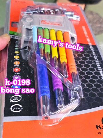 Bộ khóa lục giác bi và bông hoa thị nhiều màu Kapusi 9 cây K-0197 và K-0198