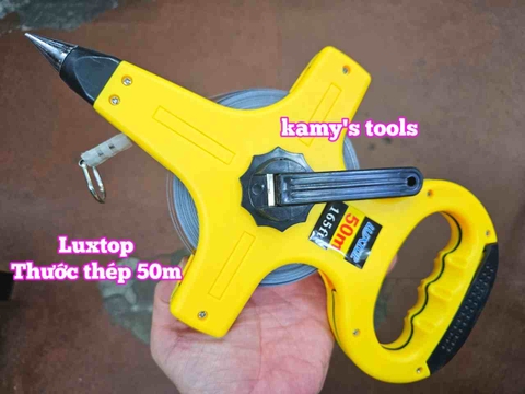 Thước cuộn thước kéo thép 50 mét 50m bản 12mm hệ mét 1 mặt có tay cầm Luxtop LT-ST50