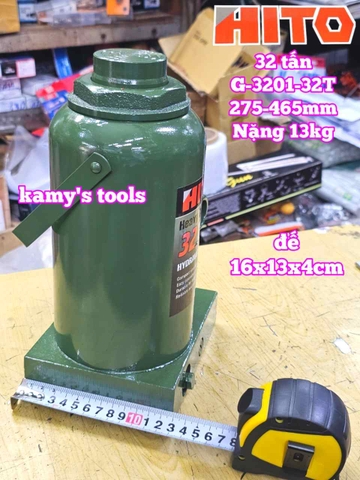 Kích con đội thủy lực 32 tấn đế dày Hito 275-465mm nặng 13kg model G-3201-32T