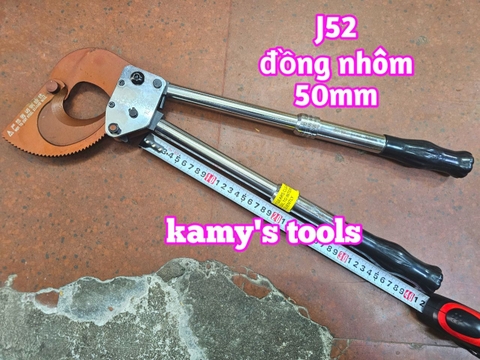 Kìm cắt cáp nhông J52 Manniu cắt đồng nhôm 50mm cán tăng đơ dài 240mm-405mm, kéo cắt cáp J52