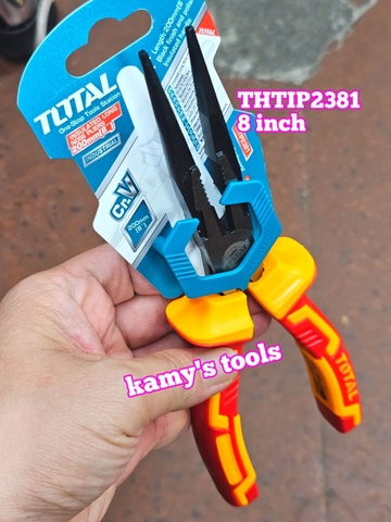Kìm nhọn cách điện 1000v Total THTIP2381 dài 8 inch 200mm