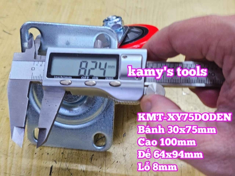 Bánh xe càng xoay PU đỏ đen 75mm 30x75mm cao 100mm Kamytools KMT-XY75DODEN