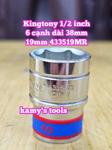 Đầu tuýp trắng ngắn 1/2 inch Kingtony 6 cạnh 18mm 19mm 20mm 21mm 22mm 433518MR 433519MR 433520MR 433521MR 433522MR
