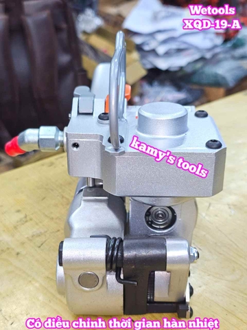 Máy đóng đai siết đai nhựa dùng hơi khí nén PP PET 13-19mm Wetools XQD-19-A có bộ chỉnh thời gian hàn nhiệt cao cấp