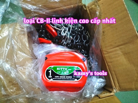 Pa lăng xích kéo tay Nitto 1 tấn 3m (3 mét) 5m (5 mét) model 10VP5 loại CB-II xích đóng logo G80 chính hãng cao cấp