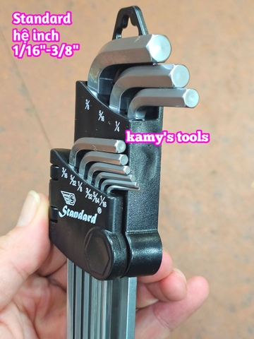 Bộ lục giác bi hệ inch 9 cây Standard 1/16-3/8 inch