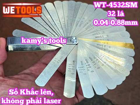 Bộ thước căn lá đo khe hở chỉnh cò xupap 32 lá 0.04-0.88mm Wetools WT-4532SM