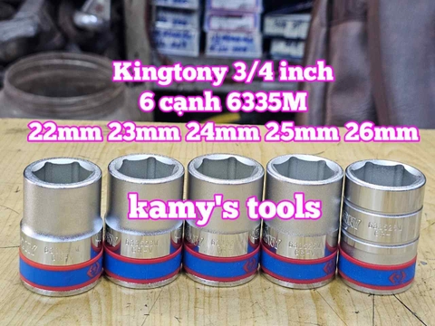 Đầu tuýp khẩu 3/4 inch 6 cạnh trắng Kingtony 22mm 23mm 24mm 25mm 26mm 633522M 633523M 633524M 633525M 633526M