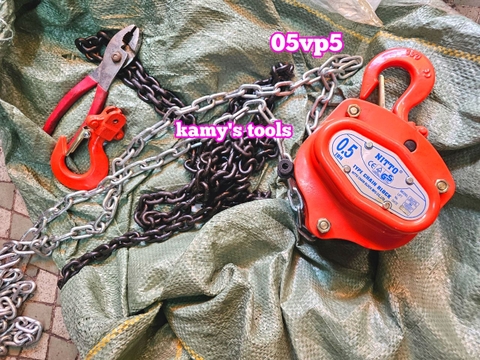 Pa lăng xích kéo tay Nitto 0.5 tấn 500kg 3m (3 mét) 5m (5 mét) model 05VP5 chính hãng cao cấp