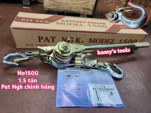 Kích căng cáp 1.5 tấn Pat Ngk NO1500 cáp 6mm dài khoảng 1250mm móc dập nổi chính hãng Haru Awesome