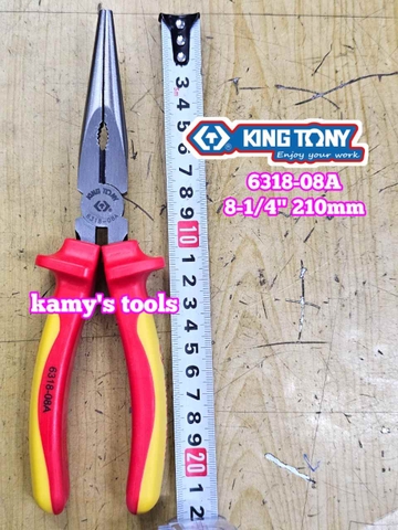Kìm nhọn cách điện VDE 1000V 8-1/4 inch 210mm Kingtony 6318-08A