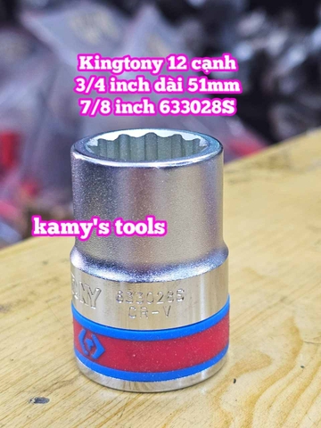 Đầu tuýp trắng 3/4 inch Kingtony 12 cạnh 11/16, 3/4, 13/16, 7/8, 15/16, inch 633022S 633024S 633026S 633028S 633030S
